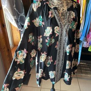 Lane Bryant Black Floral Blouse